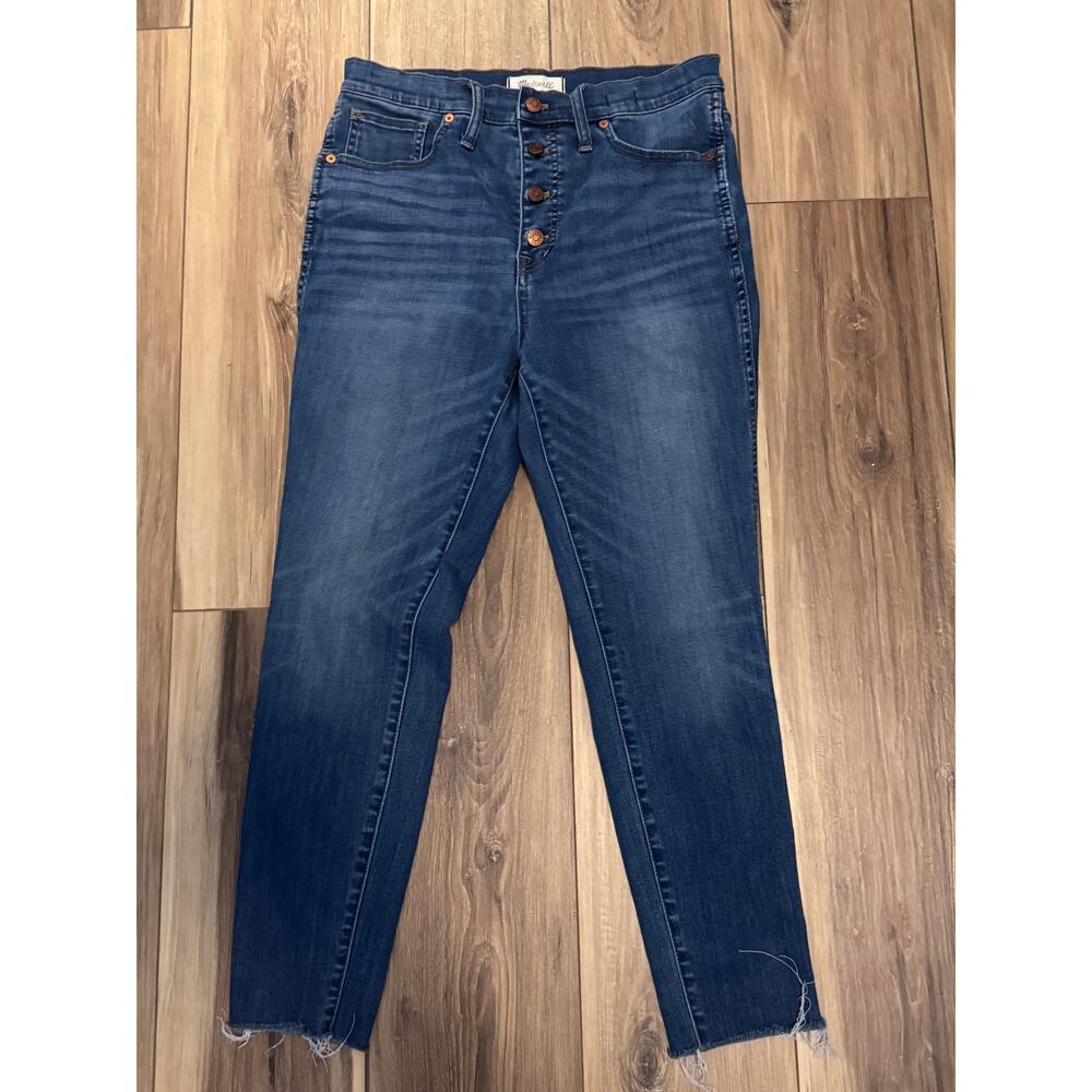 Madewell Skinny Crop Jeans Womens 30 High Rise Button Fly Raw Hem Blue